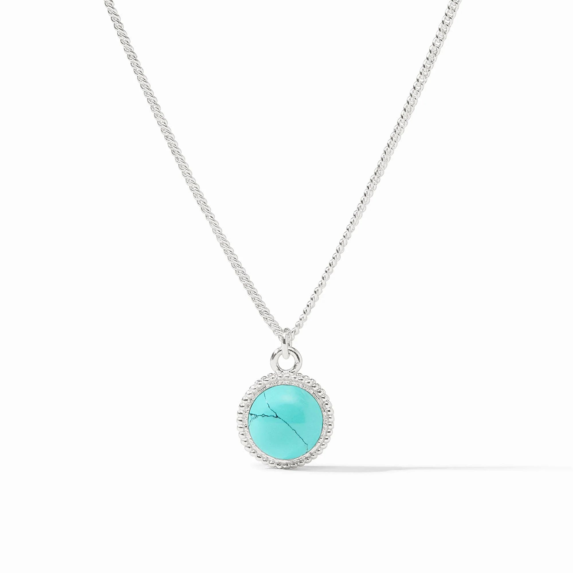 Fleur-De-Lis Solitaire Necklace Turquoise and Silver