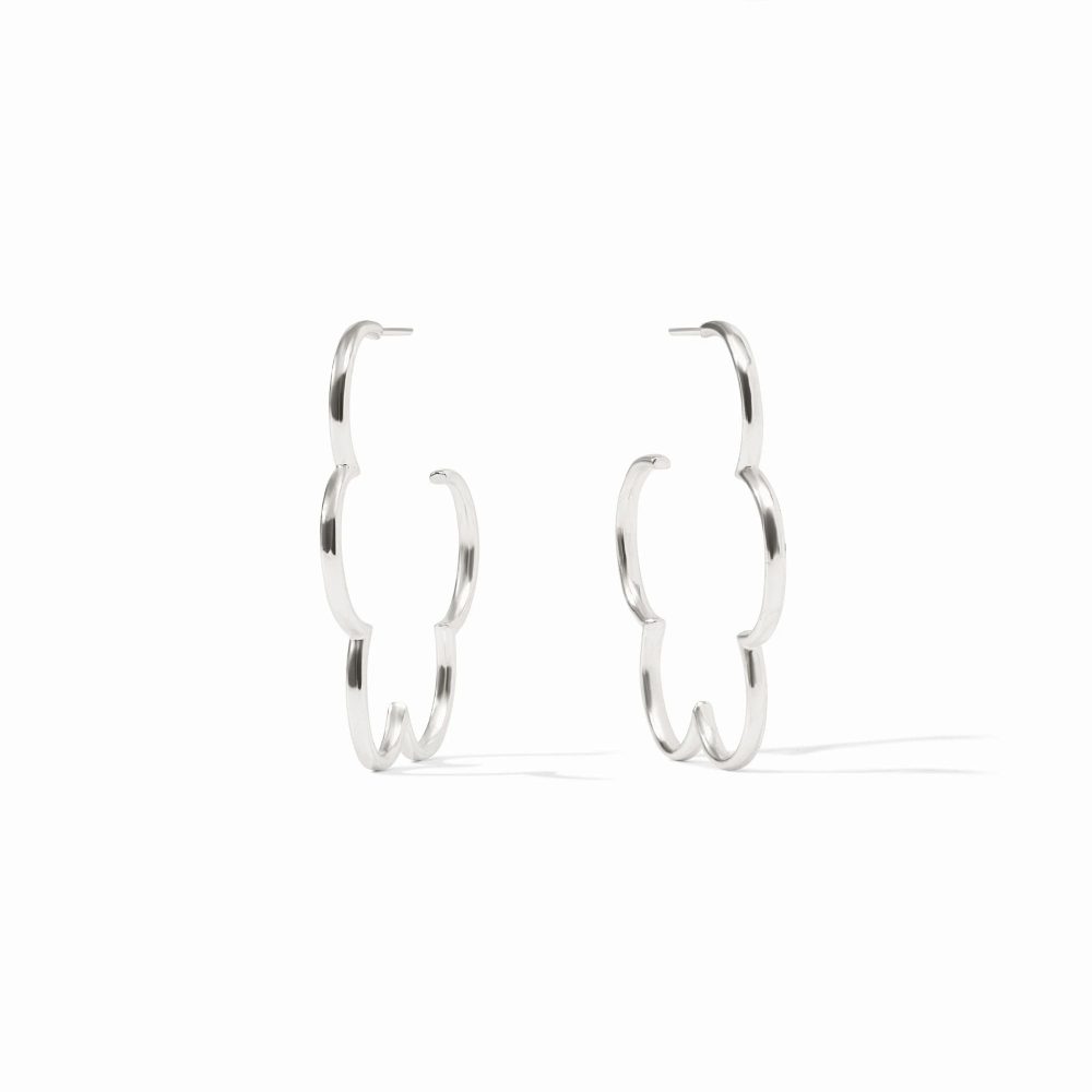 Gardenia Silver Medium Hoops
